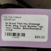 Thick Hvy Dressage Bridle, Bling, Crank, Buckles *vgc, clean, residue
