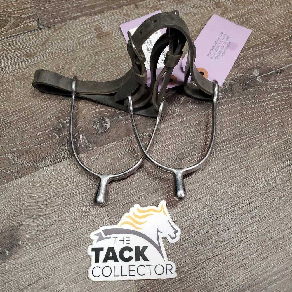 Pr Round End Spurs, Soft Rubber Spur Straps *vgc, clean, scuffs, scratches, faded, dusty