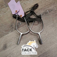 Pr POW Spurs, Braided Nylon Straps *gc, clean, rust, scratches, scrapes