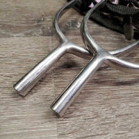 Pr POW Spurs, Braided Nylon Straps *gc, clean, rust, scratches, scrapes
