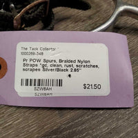 Pr POW Spurs, Braided Nylon Straps *gc, clean, rust, scratches, scrapes
