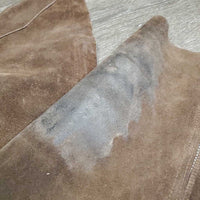 Hvy Suede Full Chaps, zips *gc, dirty, rubs, older, stains, stiff, faded

