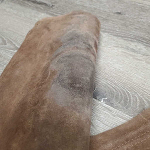 Hvy Suede Full Chaps, zips *gc, dirty, rubs, older, stains, stiff, faded