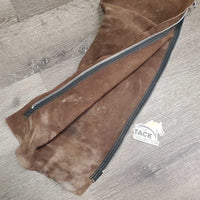 Hvy Suede Full Chaps, zips *gc, dirty, rubs, older, stains, stiff, faded