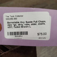 Hvy Suede Full Chaps, zips *gc, dirty, rubs, older, stains, stiff, faded

