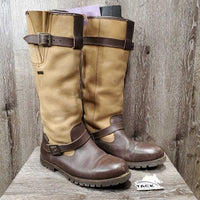 Fleece Lined Waterproof Country Boots, Pull on *vgc, clean, mnr stains, scrapes & rubs

