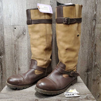 Fleece Lined Waterproof Country Boots, Pull on *vgc, clean, mnr stains, scrapes & rubs
