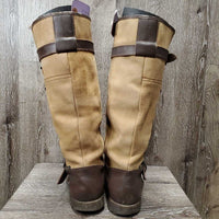 Fleece Lined Waterproof Country Boots, Pull on *vgc, clean, mnr stains, scrapes & rubs
