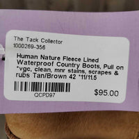 Fleece Lined Waterproof Country Boots, Pull on *vgc, clean, mnr stains, scrapes & rubs