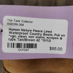 Fleece Lined Waterproof Country Boots, Pull on *vgc, clean, mnr stains, scrapes & rubs