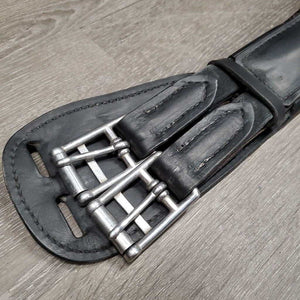 Sm Belly - Padded Dressage Girth, 2x els, Center D Ring *gc, clean, lining: faded, v.dry, cracks, creases