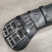 Curved Padded Leather Dressage Girth *vgc, clean, mnr rubs & faded, crackles, hairy seams
