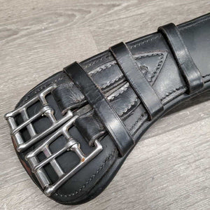 Curved Padded Leather Dressage Girth *vgc, clean, mnr rubs & faded, crackles, hairy seams