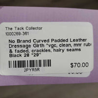 Curved Padded Leather Dressage Girth *vgc, clean, mnr rubs & faded, crackles, hairy seams
