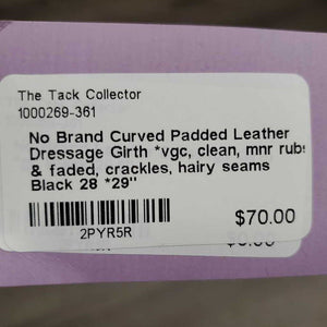 Curved Padded Leather Dressage Girth *vgc, clean, mnr rubs & faded, crackles, hairy seams