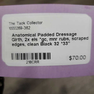 Anatomical Padded Dressage Girth, 2x els *gc, mnr rubs, scraped edges, clean