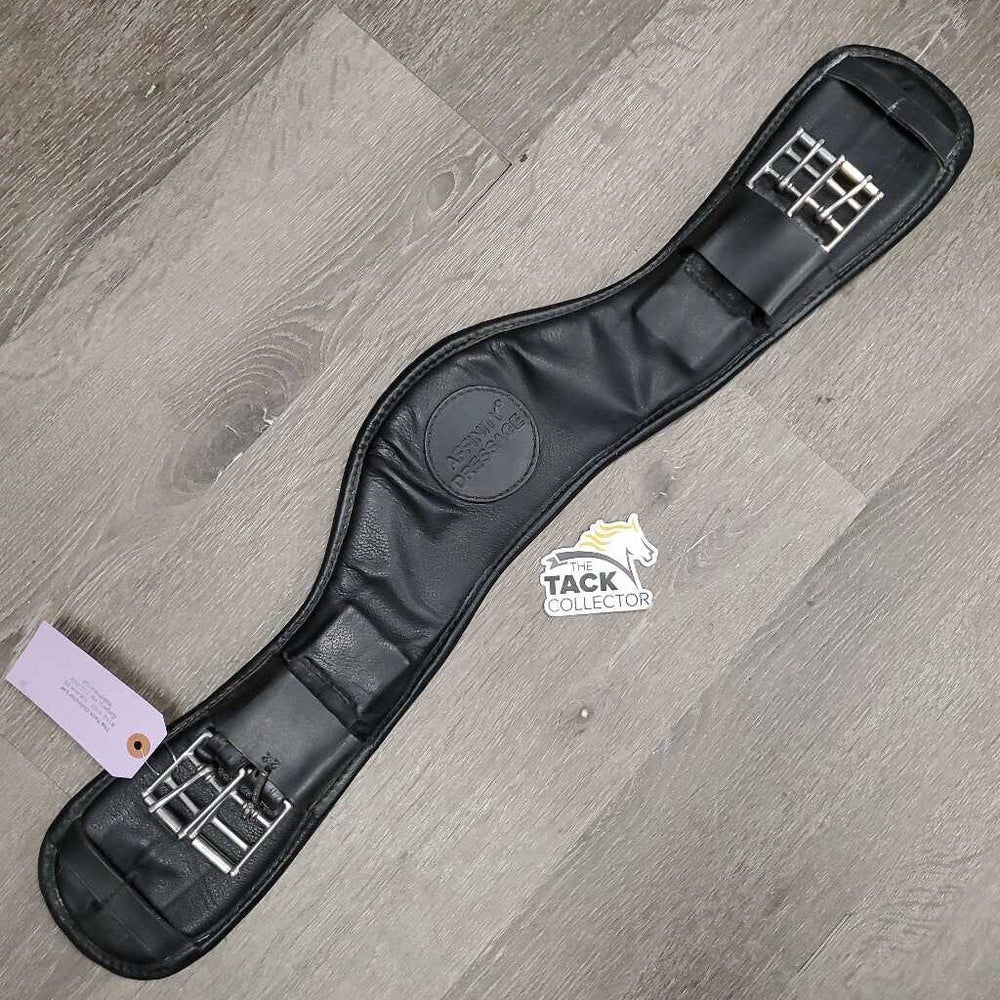 Leather Padded Dressage Girth, 2x els *vgc, clean, mnr rubs and hairy seams, undone keeper stitches/hole