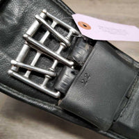 Leather Padded Dressage Girth, 2x els *vgc, clean, mnr rubs and hairy seams, undone keeper stitches/hole
