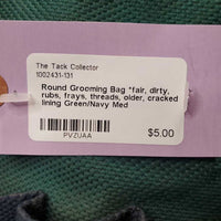 Round Grooming Bag *fair, dirty, rubs, frays, threads, older, cracked lining
