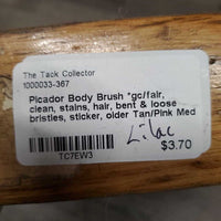 Body Brush *gc/fair, clean, stains, hair, bent & loose bristles, sticker, older

