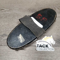 v.short Bristle Hair Body Brush, elastic handle *gc, clean, bent bristles, mnr hair, scraped edges, older, paint, stretched