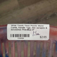 Wide Tooth Thick Plastic Mane Comb, handle *vgc, mnr scrapes & scratches