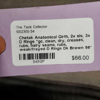 Anatomical Girth, 2x els, 3x D Rings *gc, clean, dry, creases, rubs, hairy seams, rubs, weak/frayed D Rings
