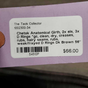 Anatomical Girth, 2x els, 3x D Rings *gc, clean, dry, creases, rubs, hairy seams, rubs, weak/frayed D Rings