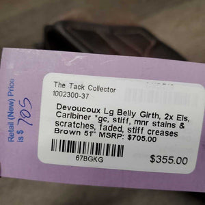 Lg Belly Girth, 2x Els, Caribiner *gc, stiff, mnr stains & scratches, faded, stiff creases