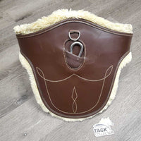 Lg Belly Girth, 2x els, 3 D Rings, Caribiner, Fleece Velcro Liner *gc, clean, clumpy, scrapes, els: rubs & frays
