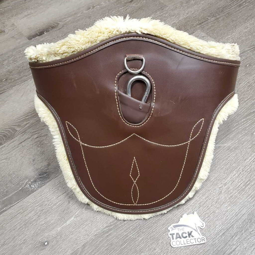 Lg Belly Girth, 2x els, 3 D Rings, Caribiner, Fleece Velcro Liner *gc, clean, clumpy, scrapes, els: rubs & frays