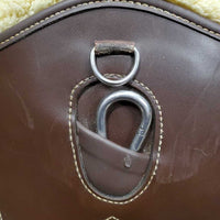 Lg Belly Girth, 2x els, 3 D Rings, Caribiner, Fleece Velcro Liner *gc, clean, clumpy, scrapes, els: rubs & frays
