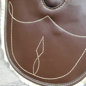 Lg Belly Girth, 2x els, 3 D Rings, Caribiner, Fleece Velcro Liner *gc, clean, clumpy, scrapes, els: rubs & frays