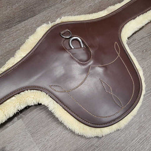 Lg Belly Girth, 2x els, 3 D Rings, Caribiner, Fleece Velcro Liner *gc, clean, clumpy, scrapes, els: rubs & frays