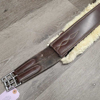 Lg Belly Girth, 2x els, 3 D Rings, Caribiner, Fleece Velcro Liner *gc, clean, clumpy, scrapes, els: rubs & frays
