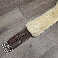 Lg Belly Girth, 2x els, 3 D Rings, Caribiner, Fleece Velcro Liner *gc, clean, clumpy, scrapes, els: rubs & frays
