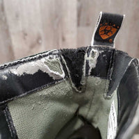 Pr Paddock Boots, Laces *fair, faded, thin/holey inside lining, torn & frayed elastic, v.scuffed, dirty
