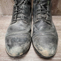 Pr Paddock Boots, Laces *fair, faded, thin/holey inside lining, torn & frayed elastic, v.scuffed, dirty
