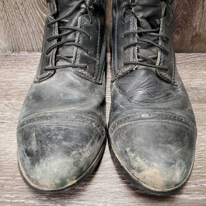 Pr Paddock Boots, Laces *fair, faded, thin/holey inside lining, torn & frayed elastic, v.scuffed, dirty