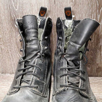 Pr Paddock Boots, Laces *fair, faded, thin/holey inside lining, torn & frayed elastic, v.scuffed, dirty
