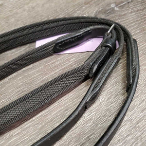 Pr Narrow Rubber Web Reins, Finger Stoppers, buckles *like new