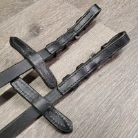 Pr Narrow Rubber Web Reins, Finger Stoppers, buckles *like new
