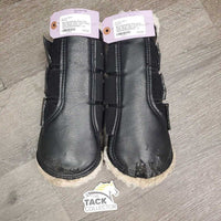 Closed Boots, Wool Lined, velcro *gc/fair, clean, v.hairy velcro, stains, clumpy, hairy, rips, unstitched
