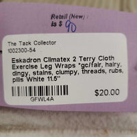 2 Terry Cloth Exercise Leg QUILTS *gc/fair, hairy, dingy, stains, clumpy, threads, rubs, pills
