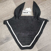 Crochet Fly Veil Ear Bonnet, 1x piping *xc/like new
