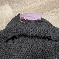 Crochet Fly Veil Ear Bonnet, 1x piping *xc/like new