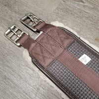 Nylon Web Neoprene Sheepskin Girth, 1x els *gc, hairy, clumpy, mnr dirt, thin edges, rubs, rust