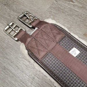 Nylon Web Neoprene Sheepskin Girth, 1x els *gc, hairy, clumpy, mnr dirt, thin edges, rubs, rust