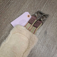 Nylon Web Neoprene Sheepskin Girth, 1x els *gc, hairy, clumpy, mnr dirt, thin edges, rubs, rust
