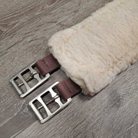Nylon Web Neoprene Sheepskin Girth, 1x els *gc, hairy, clumpy, mnr dirt, thin edges, rubs, rust